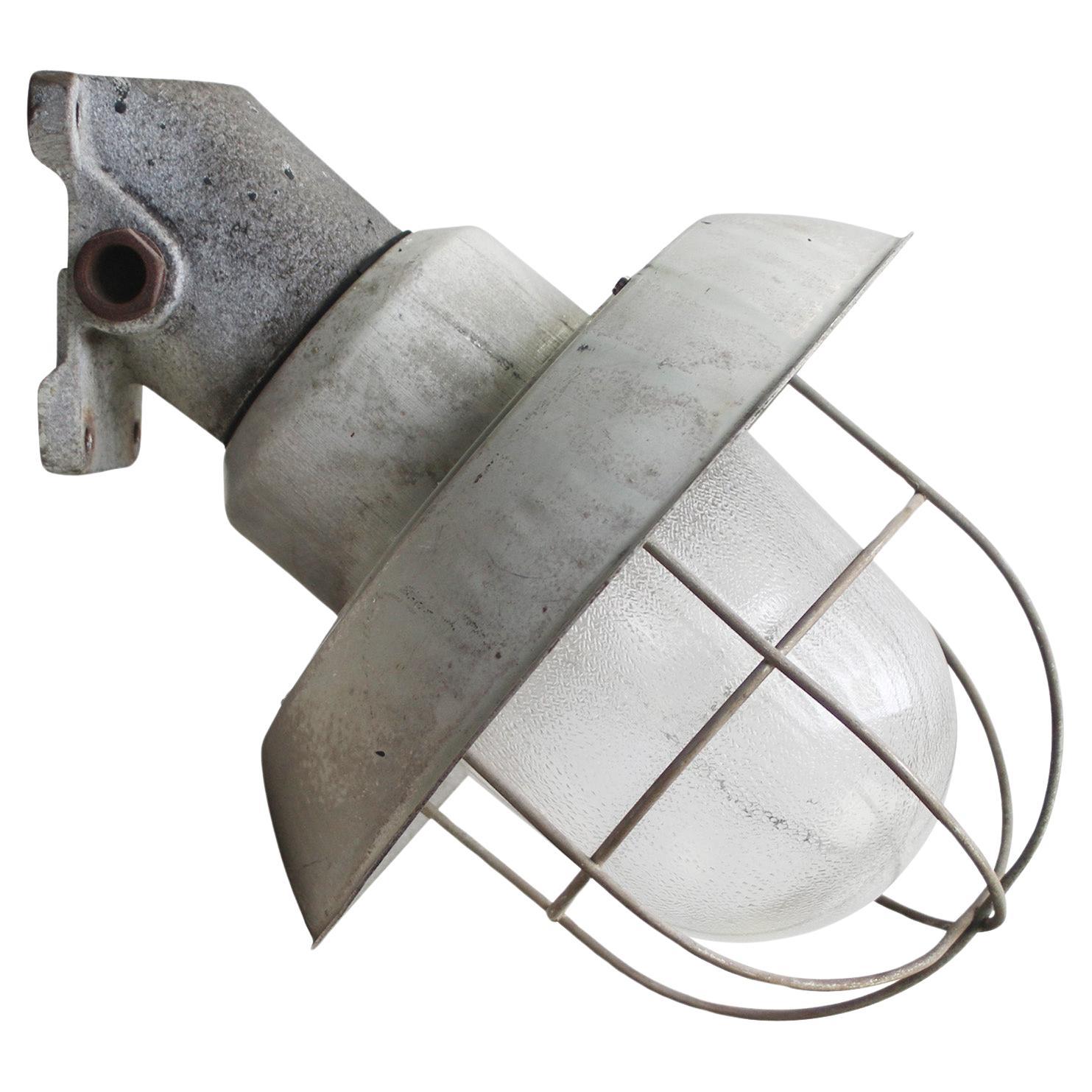 Gray Metal Vintage Industrial Frosted Glass Scone Wall Lamp