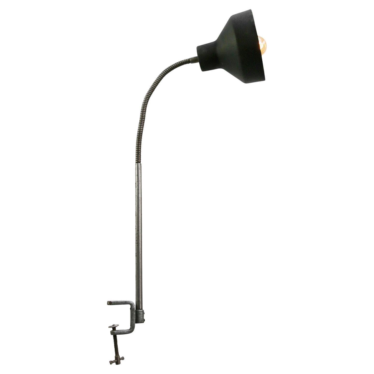 Gray Metal Vintage Industrial Machinist Goose Neck Table Light Lights For Sale