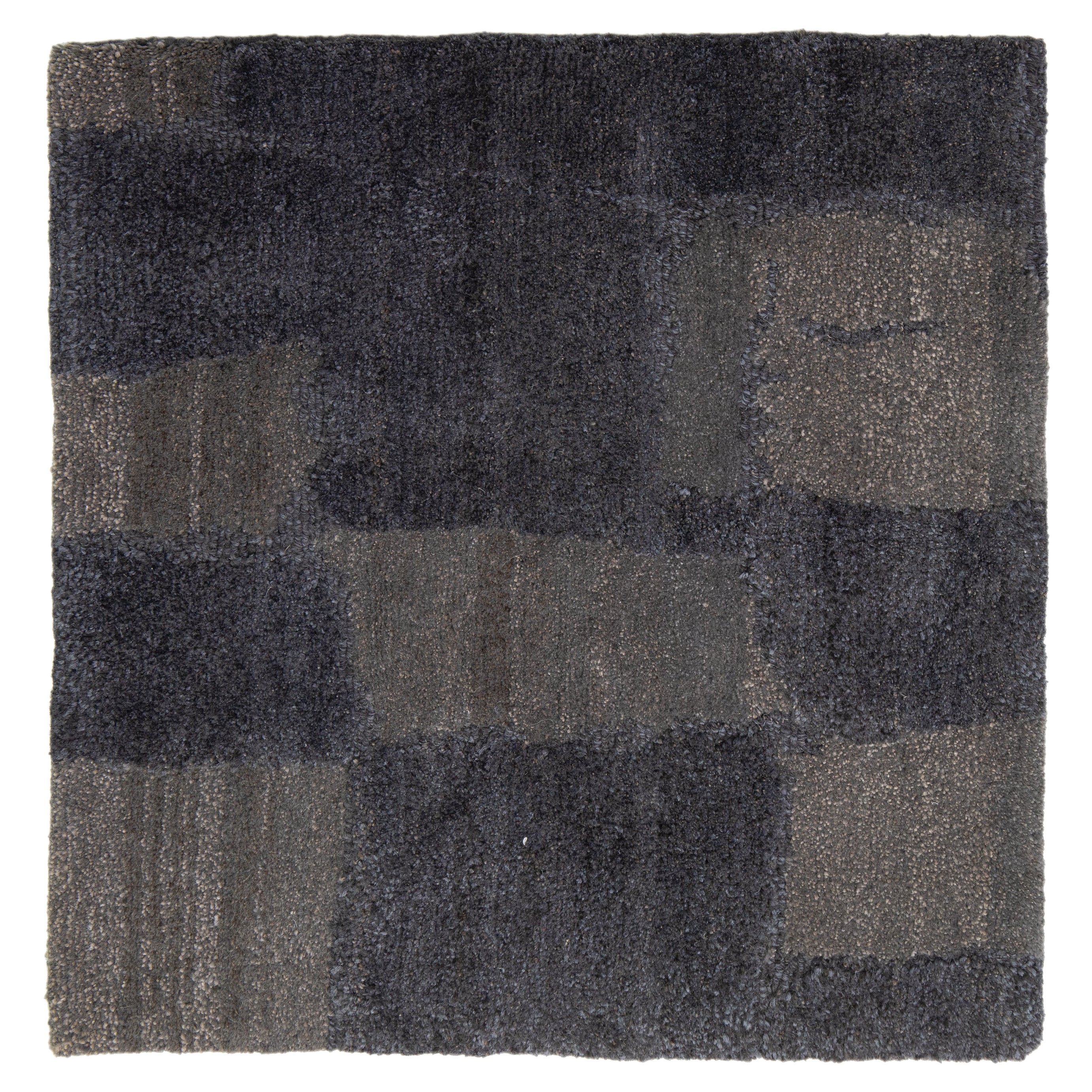 Gray Modern Aloe and Silk Custom Rug By Apadana