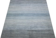 Gray Modern Apadana's Groove Handmade Bamboo/Silk Rug with Stripe Motif