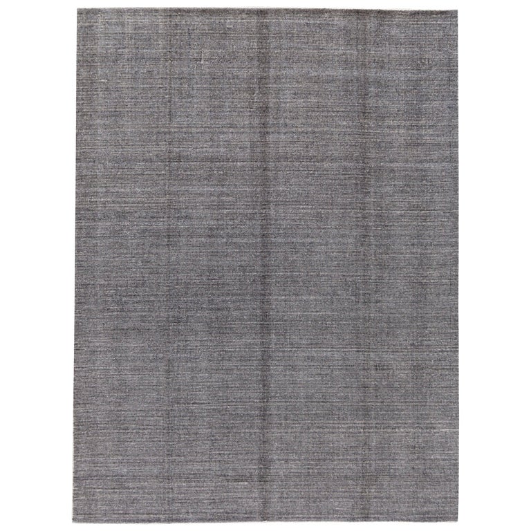 Apadana Gray Modern Bamboo or Silk Boho Handmade Rug For Sale at 1stDibs