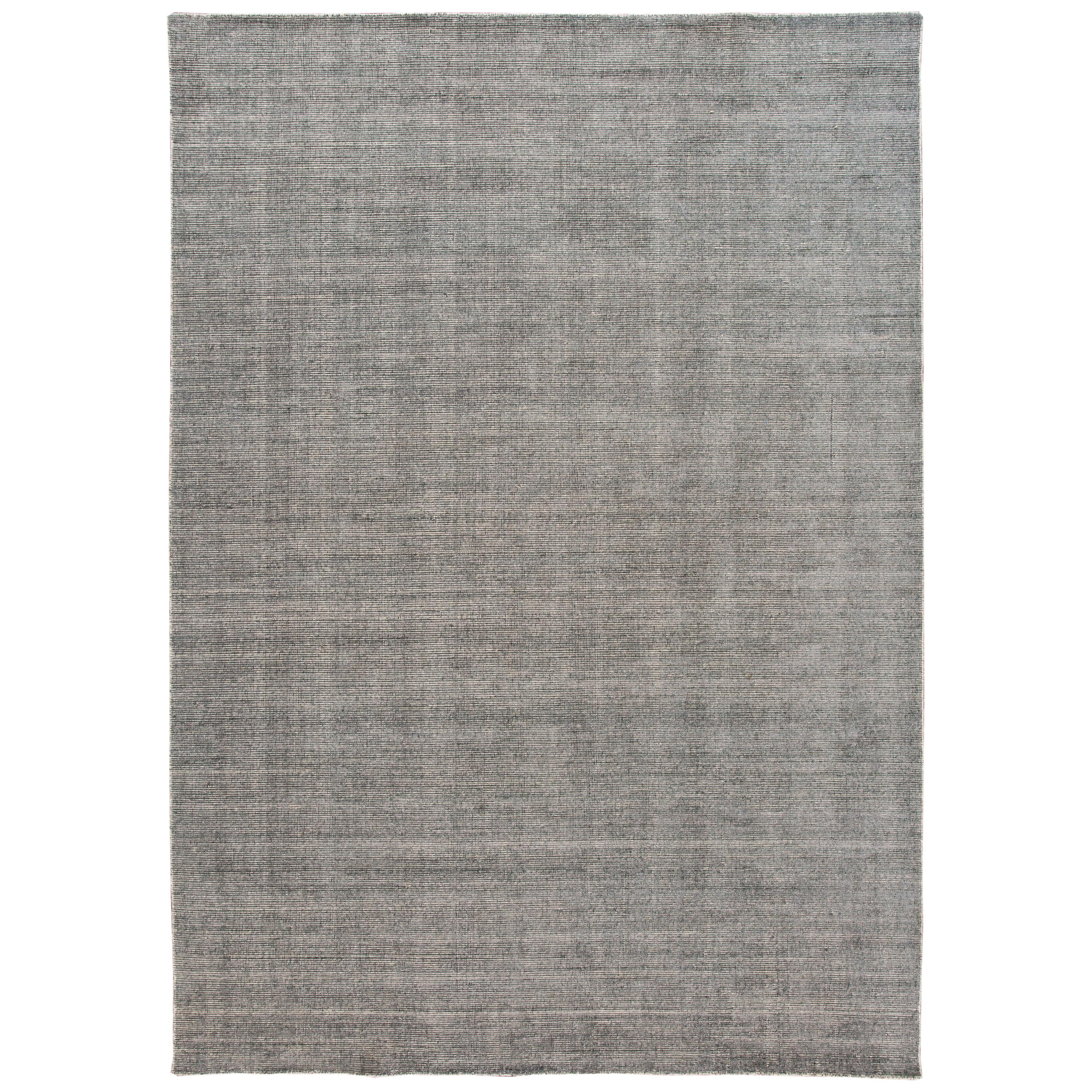 Apadana Gray Modern Bamboo/Silk Boho Handmade Rug For Sale