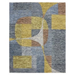 Tappeto in lana annodato a mano grigio di ispirazione moderna Bauhaus e Mid Century 8'0" x 10'0"