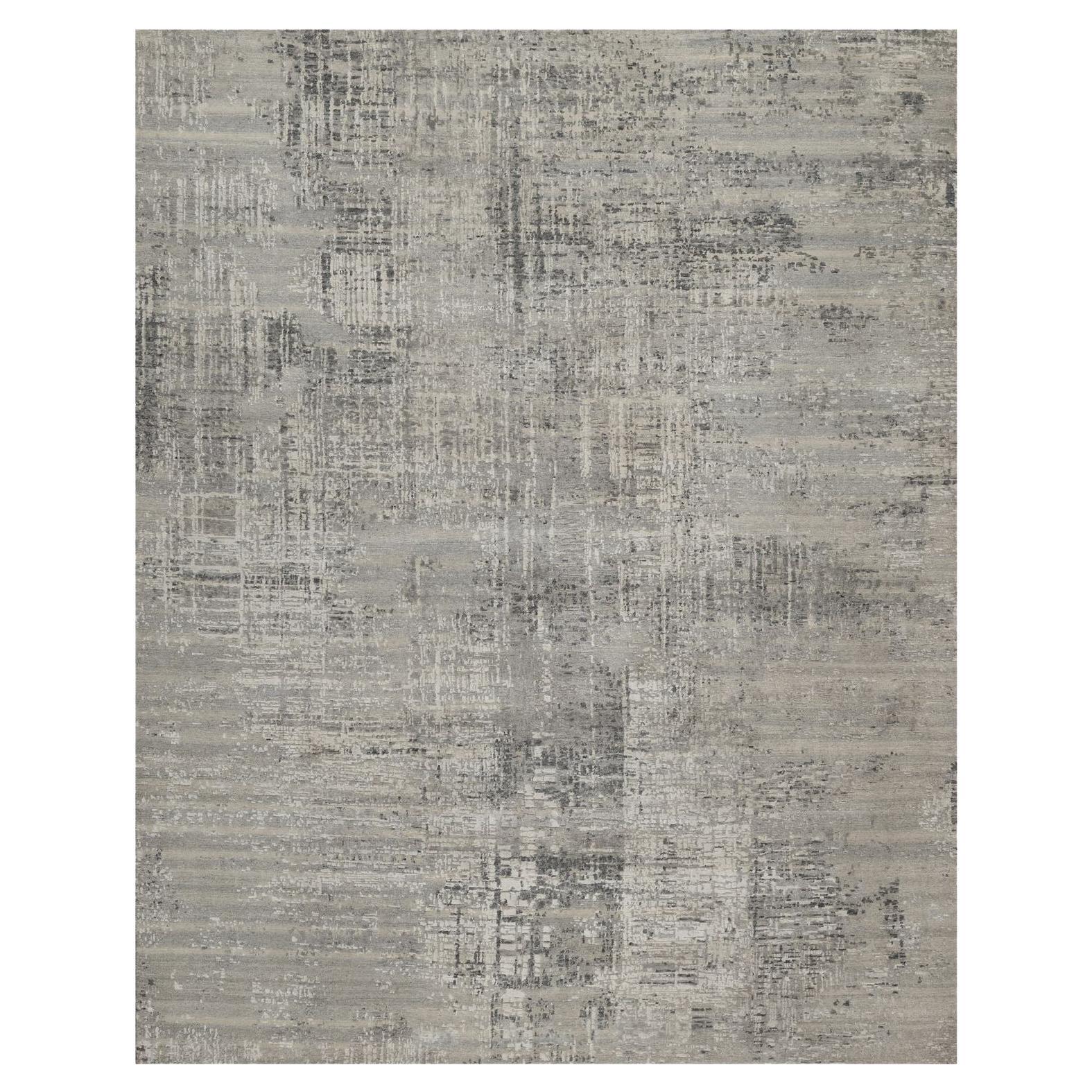 Grau Grauer, moderner, handgeknüpfter Teppich aus Wolle in Grau, Tone auf Tone, 8'2" x 10'1"