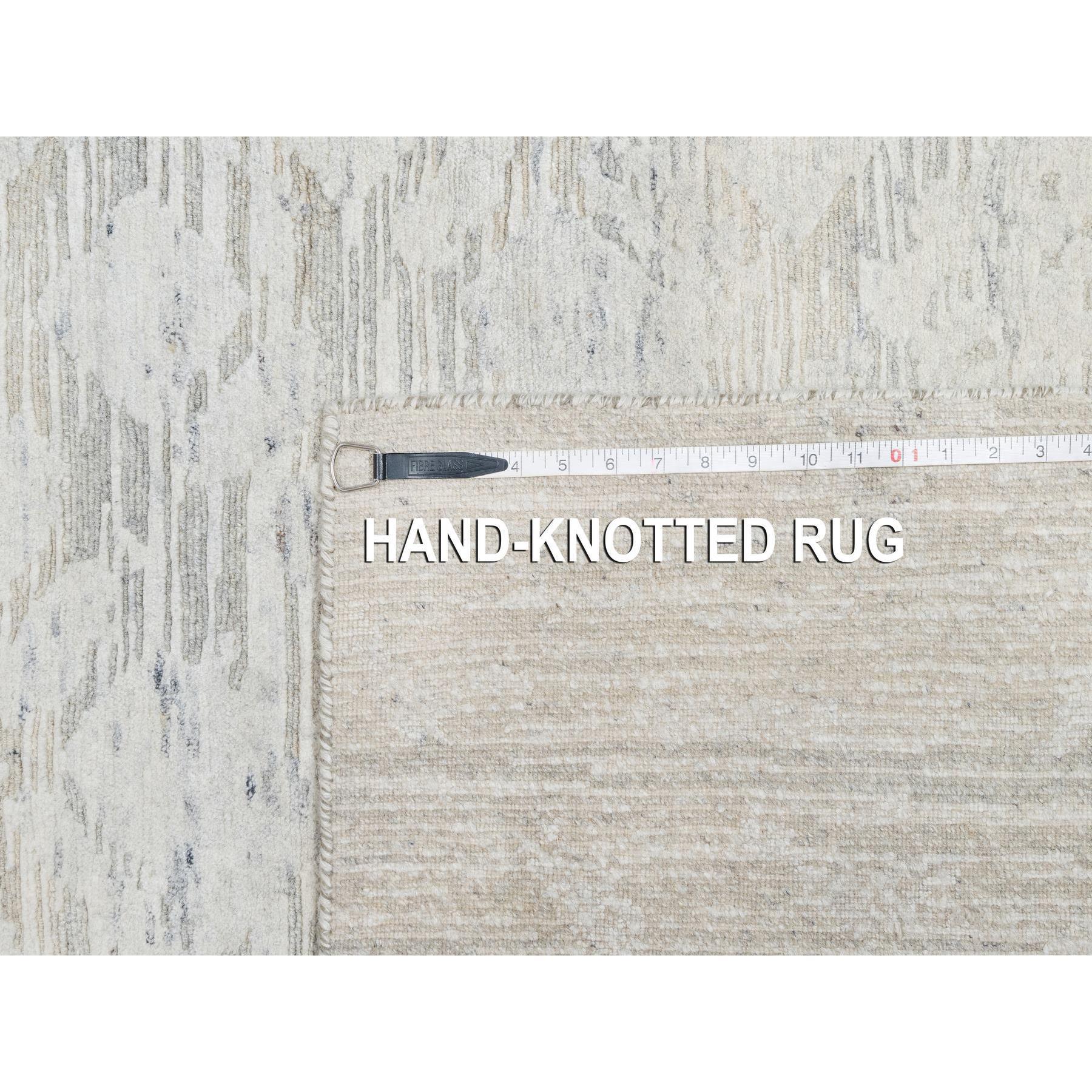Gray Modern Design Undyed Natural Wool Hand Knotted Square Rugs 10'0
