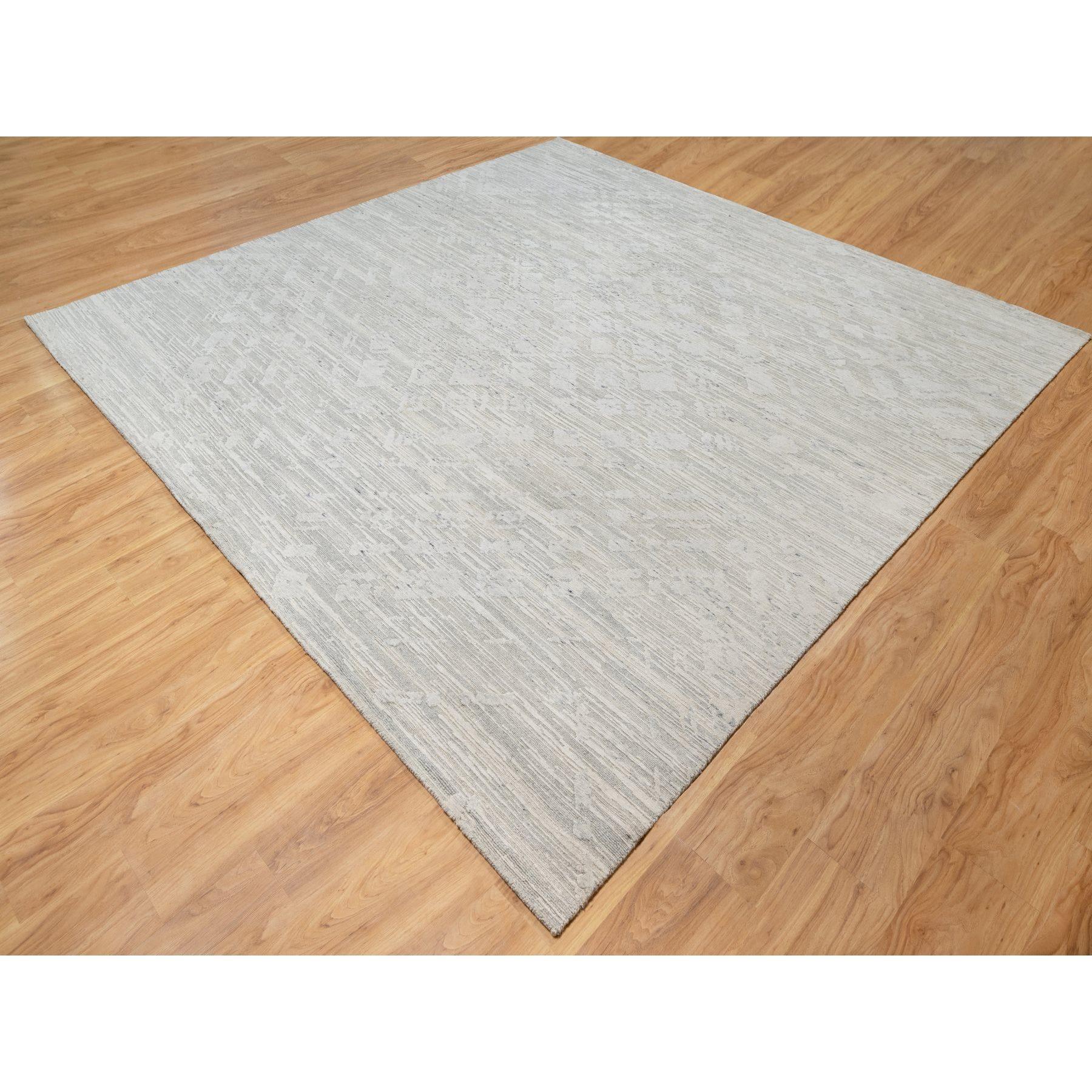 Moderno Gray Modern Design Undyed Natural Wool Hand Knotted Square Rugs 10'0