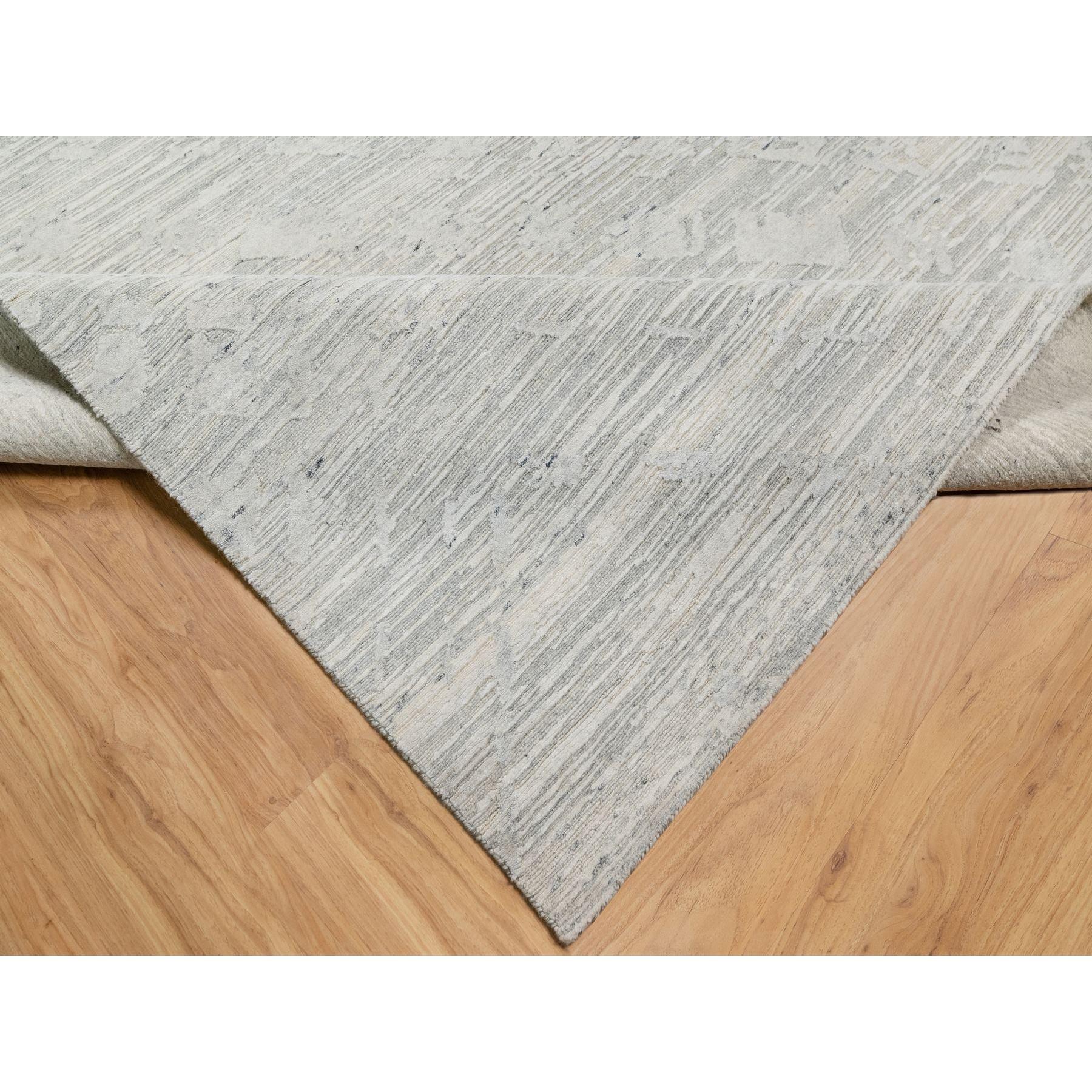 Gray Modern Design Undyed Natural Wool Hand Knotted Square Rugs 10'0