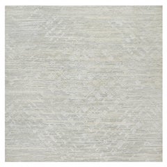 Gray Modern Design Undyed Natural Wool Hand Knotted Square Rug 10'0" x 10'0"