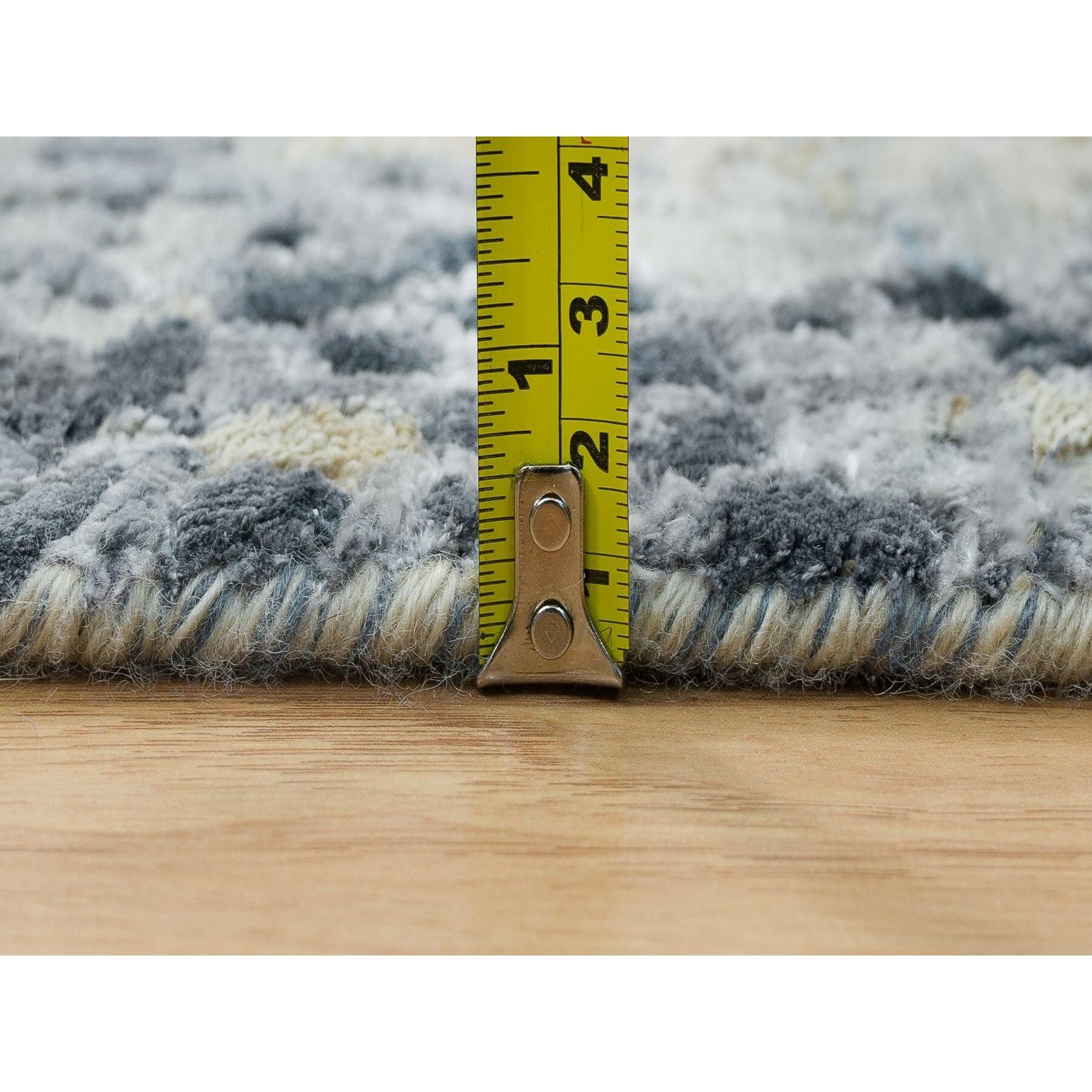 Gray Modern Design Wool & Silk Hand Knotted Square Oriental Rugs 10'1
