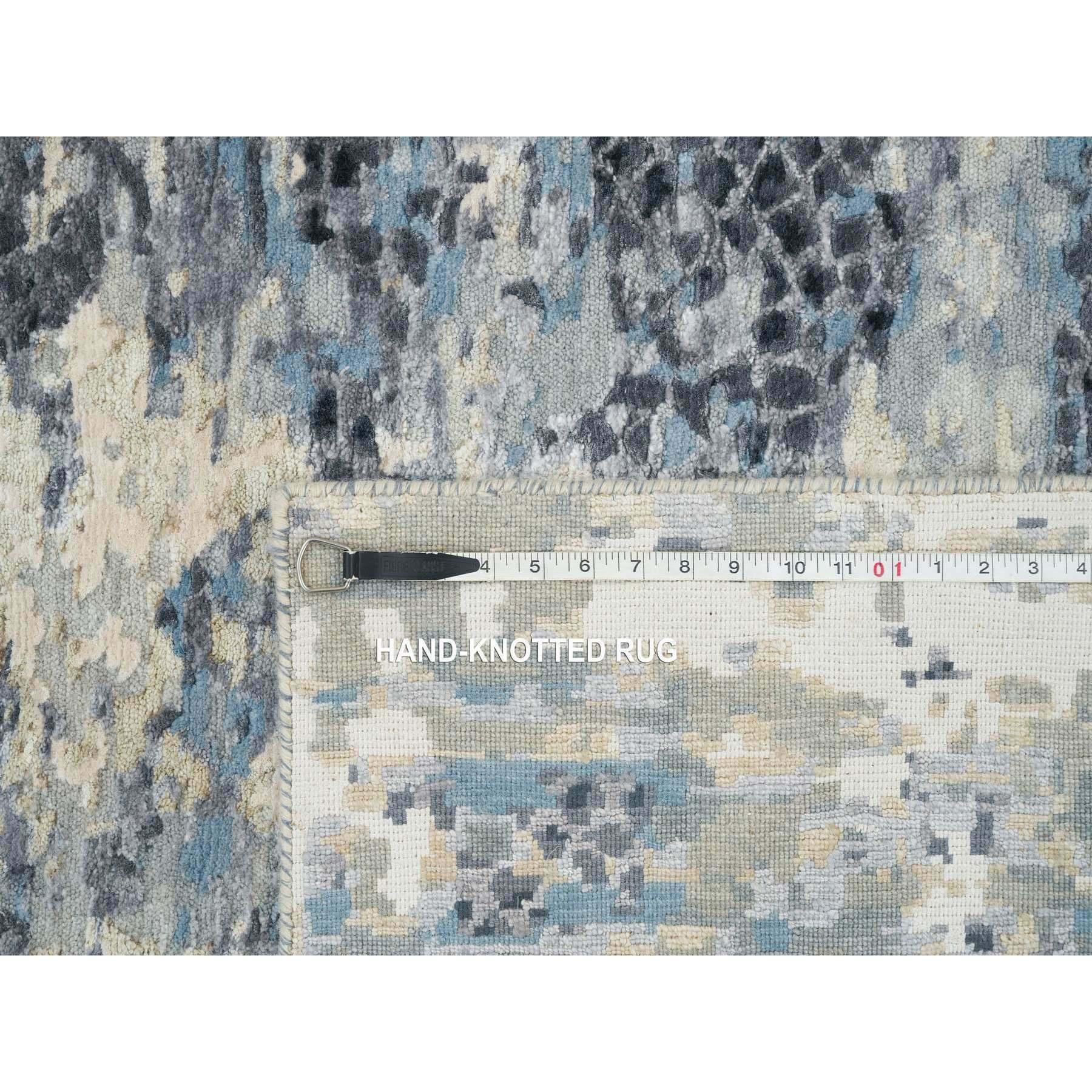 Gray Modern Design Wool & Silk Hand Knotted Square Oriental Rugs 10'1