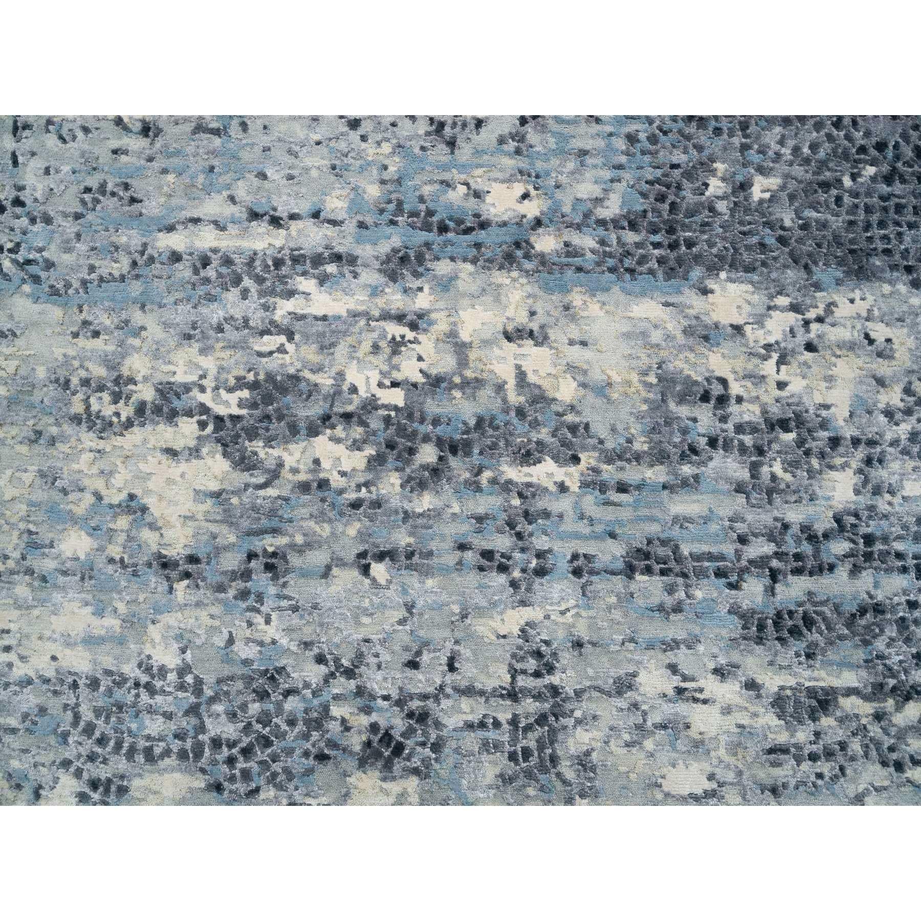 Lana Gray Modern Design Wool & Silk Hand Knotted Square Oriental Rugs 10'1