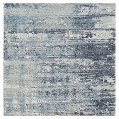 Gray Modern Design Wool & Silk Hand Knotted Square Oriental Rug 10'1" x 10'1"