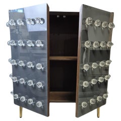 Grey Modern Glass 2 Door Cabinet with 90 Murano Jewelry Made in Italy Available