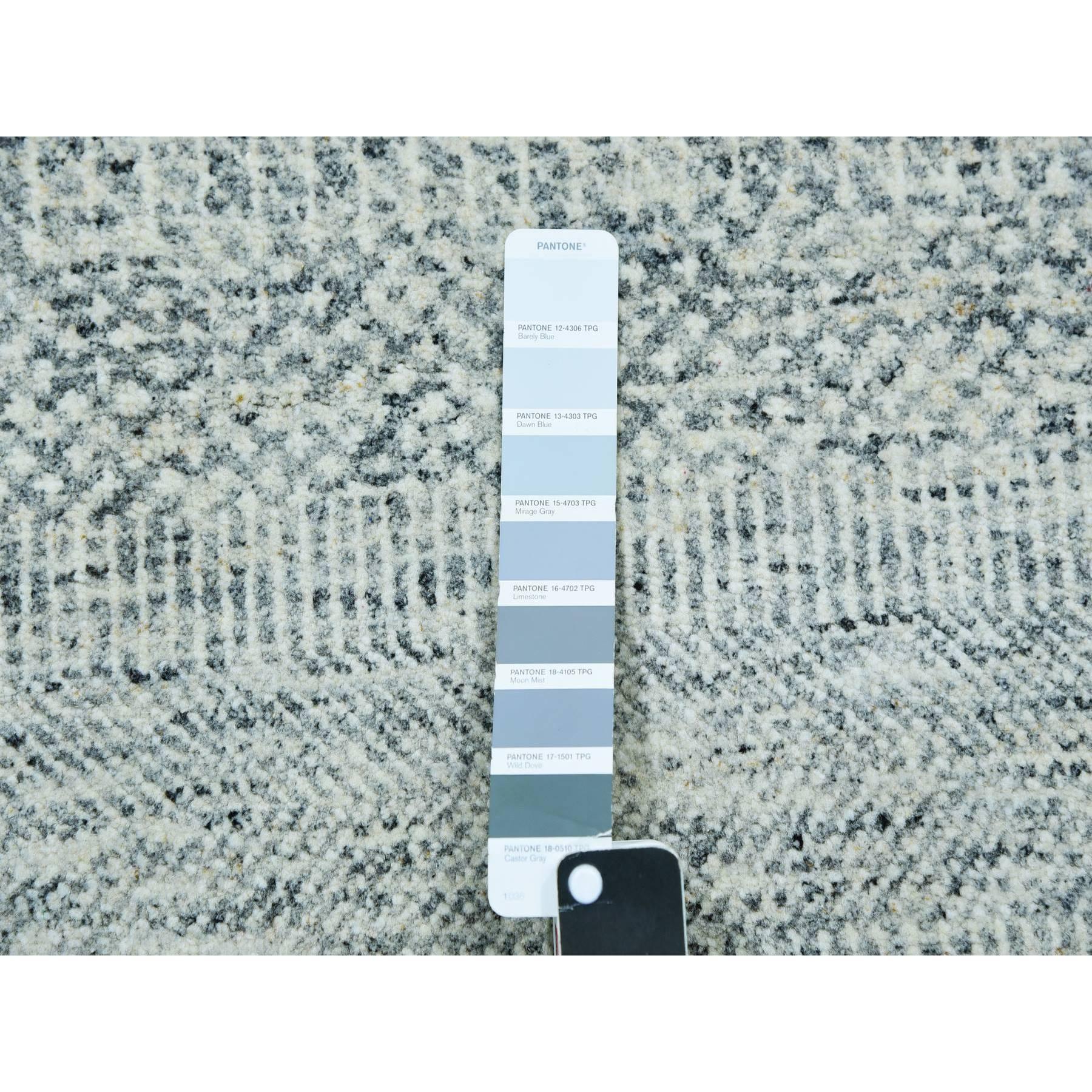 Grau Modern Gras Design Natürliche Wolle Ton in Ton Handgeknüpft Orientteppich im Angebot 2