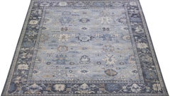 Handgeknüpfter grauer Wollteppich mit Blumenmuster von Apadana, Größe 3,68 m x 4,42 m
