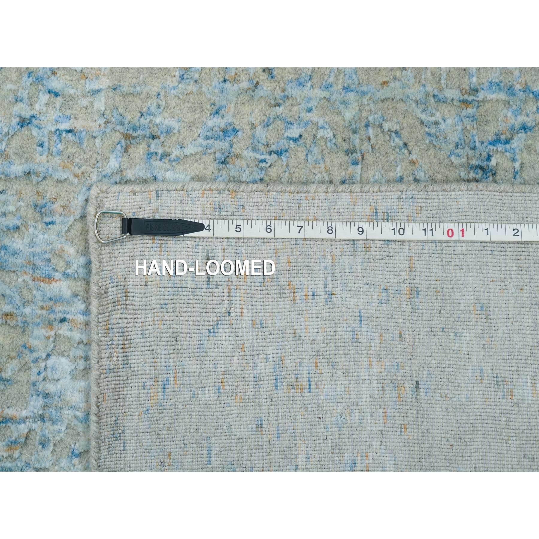 Tappeto Orientale Oversize in Lana e Seta Jacquard Grigio Moderno Lavorato a Mano 12' x 14'9