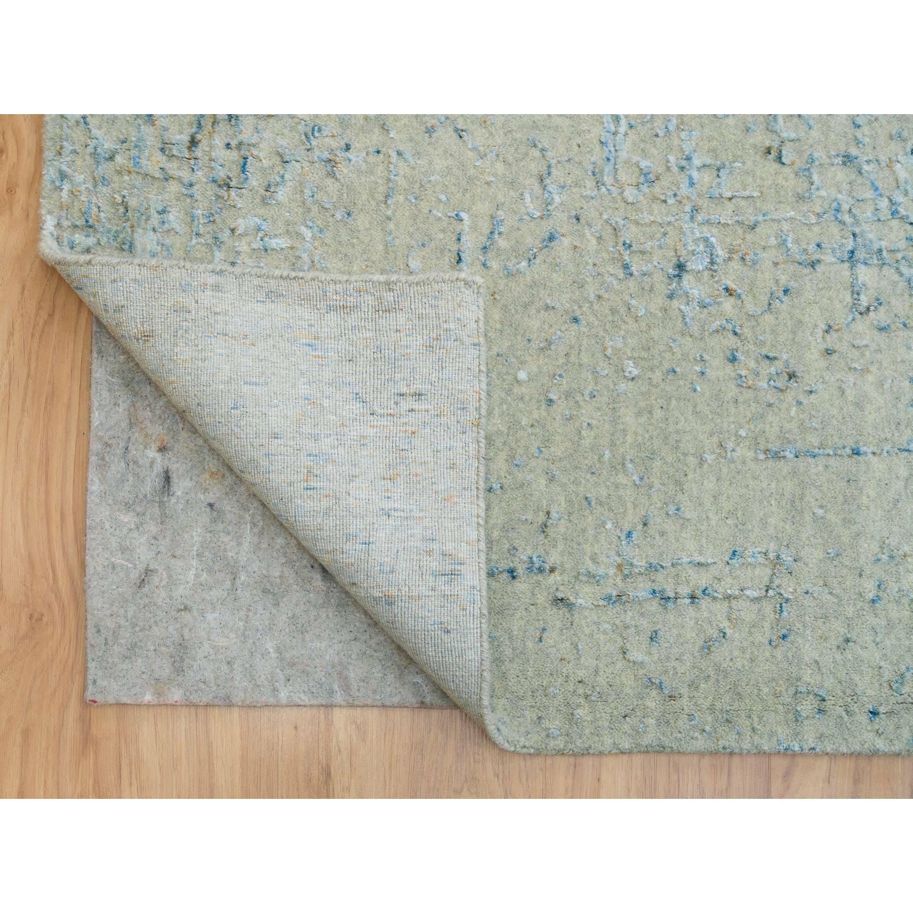 Annodato a mano Tappeto Orientale Oversize in Lana e Seta Jacquard Grigio Moderno Lavorato a Mano 12' x 14'9