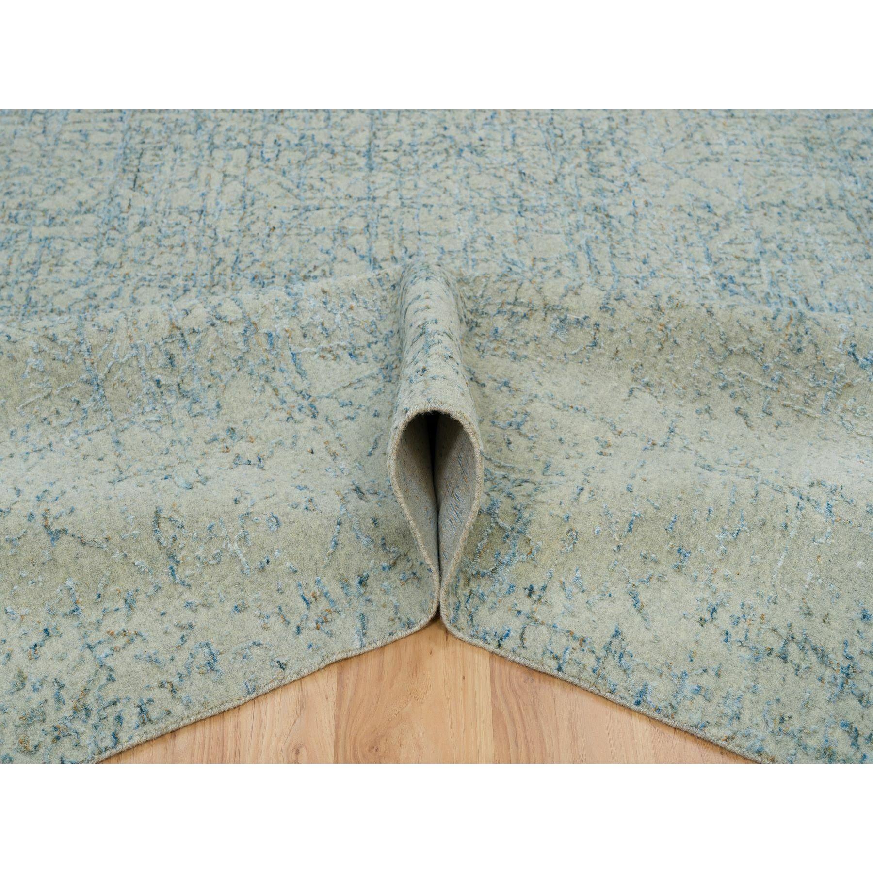 Tappeto Orientale Oversize in Lana e Seta Jacquard Grigio Moderno Lavorato a Mano 12' x 14'9