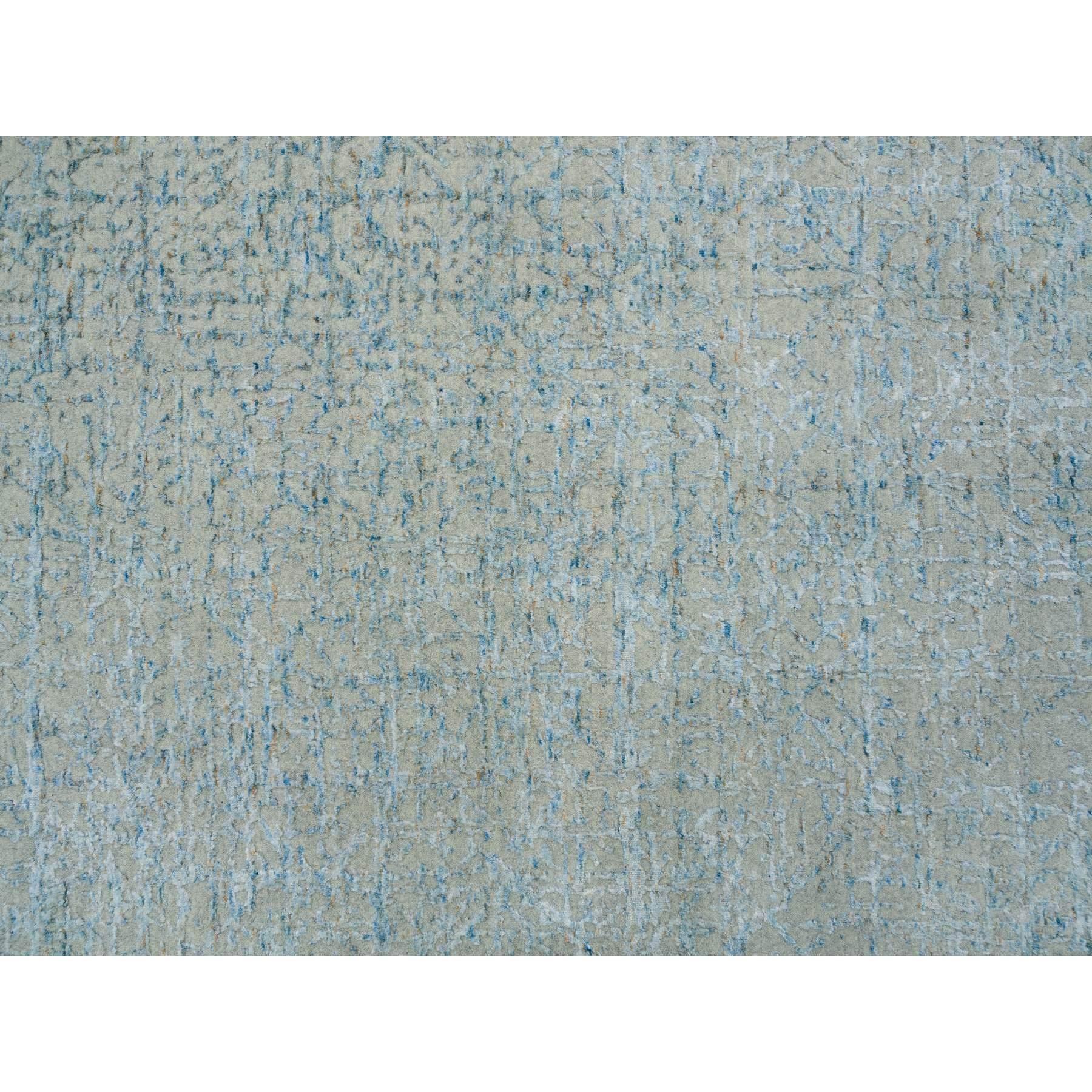 Tappeto Orientale Oversize in Lana e Seta Jacquard Grigio Moderno Lavorato a Mano 12' x 14'9