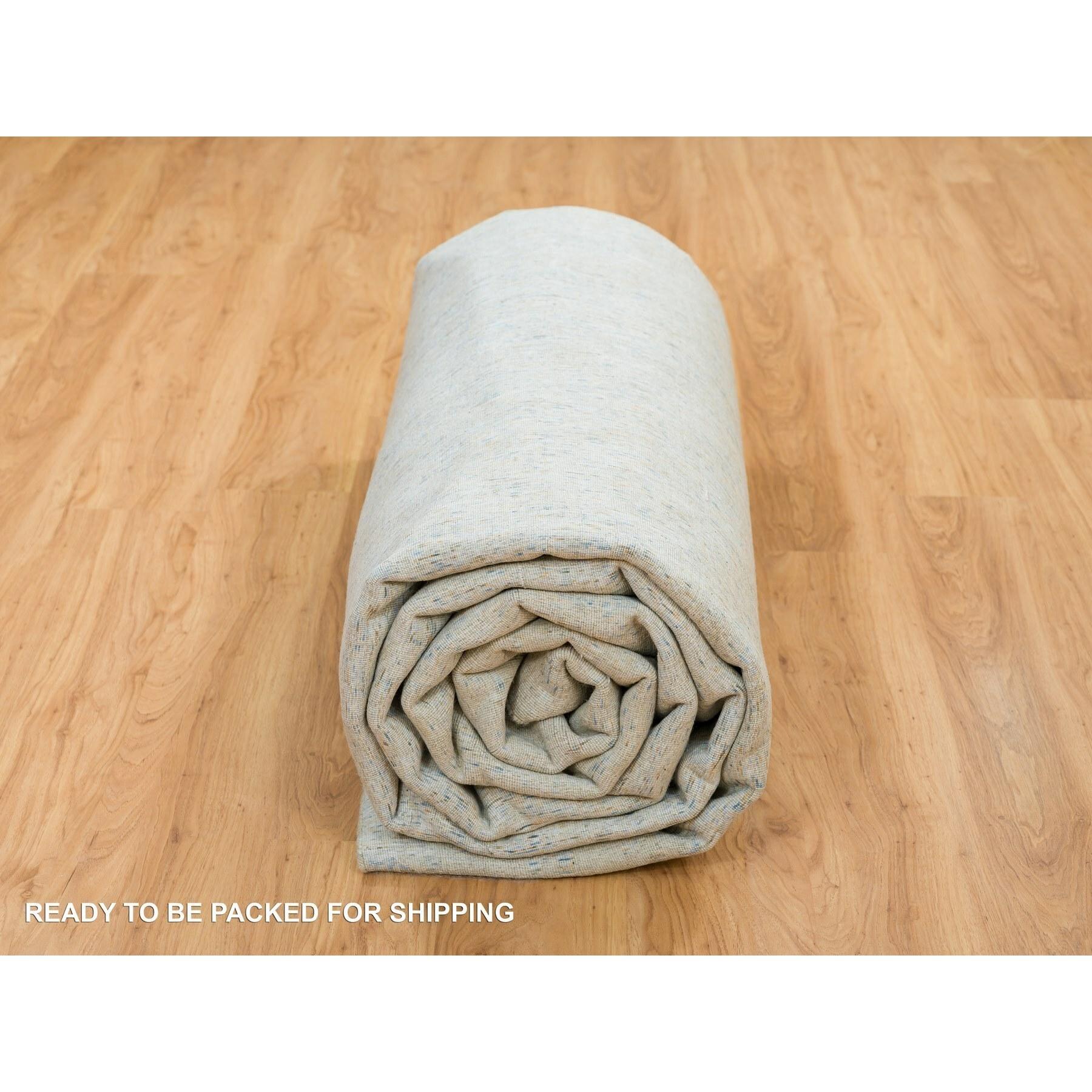 Tappeto Orientale Oversize in Lana e Seta Jacquard Grigio Moderno Lavorato a Mano 12' x 14'9