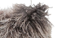 Gray Modern Mongolian Lamb Fur Single Side Pillow