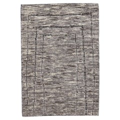 Alfombra de lana gris moderna de estilo marroquí hecha a mano a medida