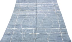 Gray Modern Moroccan Style Handmade Geometric Wool Rug