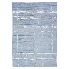 Tapis en laine géométrique gris de style marocain moderne fait à la main