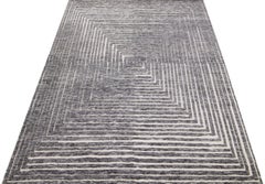 Gray Modern Moroccan Style Handmade Wool Rug with Op Art Design by Apadana