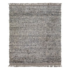 Tappeto di lana shaggy in stile marocchino moderno grigio
