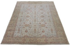 Gray Modern Oushak Style Oversized Wool Rug with Floral Design