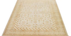 Gray Modern Paki Peshawar Handmade Wool Rug with Floral Motif