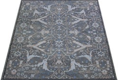 Gray Modern Soumak Handmade Wool Rug with Allover Pattern
