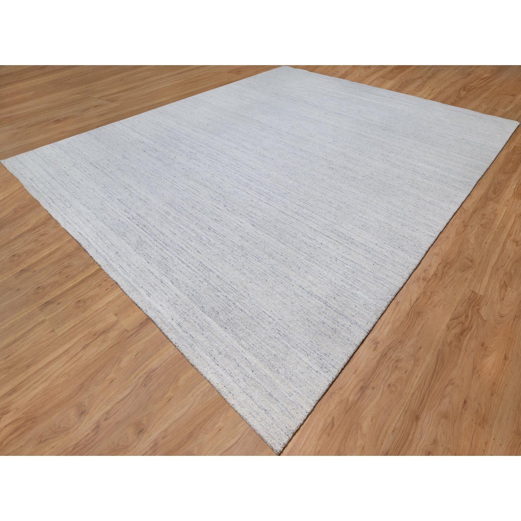 Grauer moderner Striae Design Tone on Tone Lush und Plüsch reiner Wollteppich 12' x 14'10