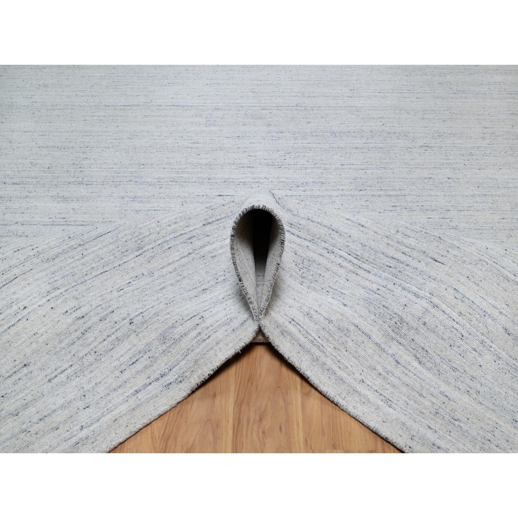 Grauer moderner Striae Design Tone on Tone Lush und Plüsch reiner Wollteppich 12' x 14'10