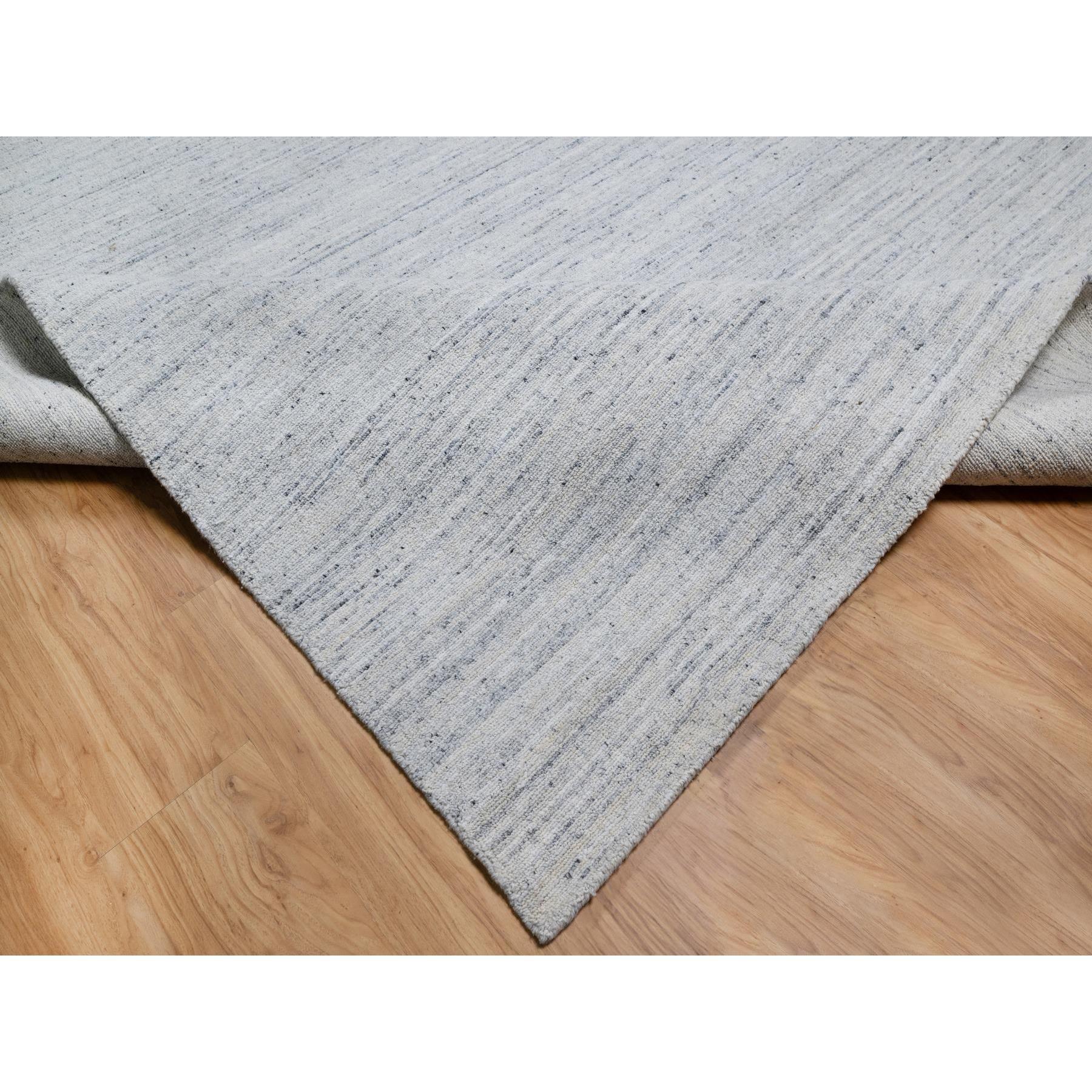 Grauer moderner Striae Design Tone on Tone Lush und Plüsch reiner Wollteppich 12' x 14'10