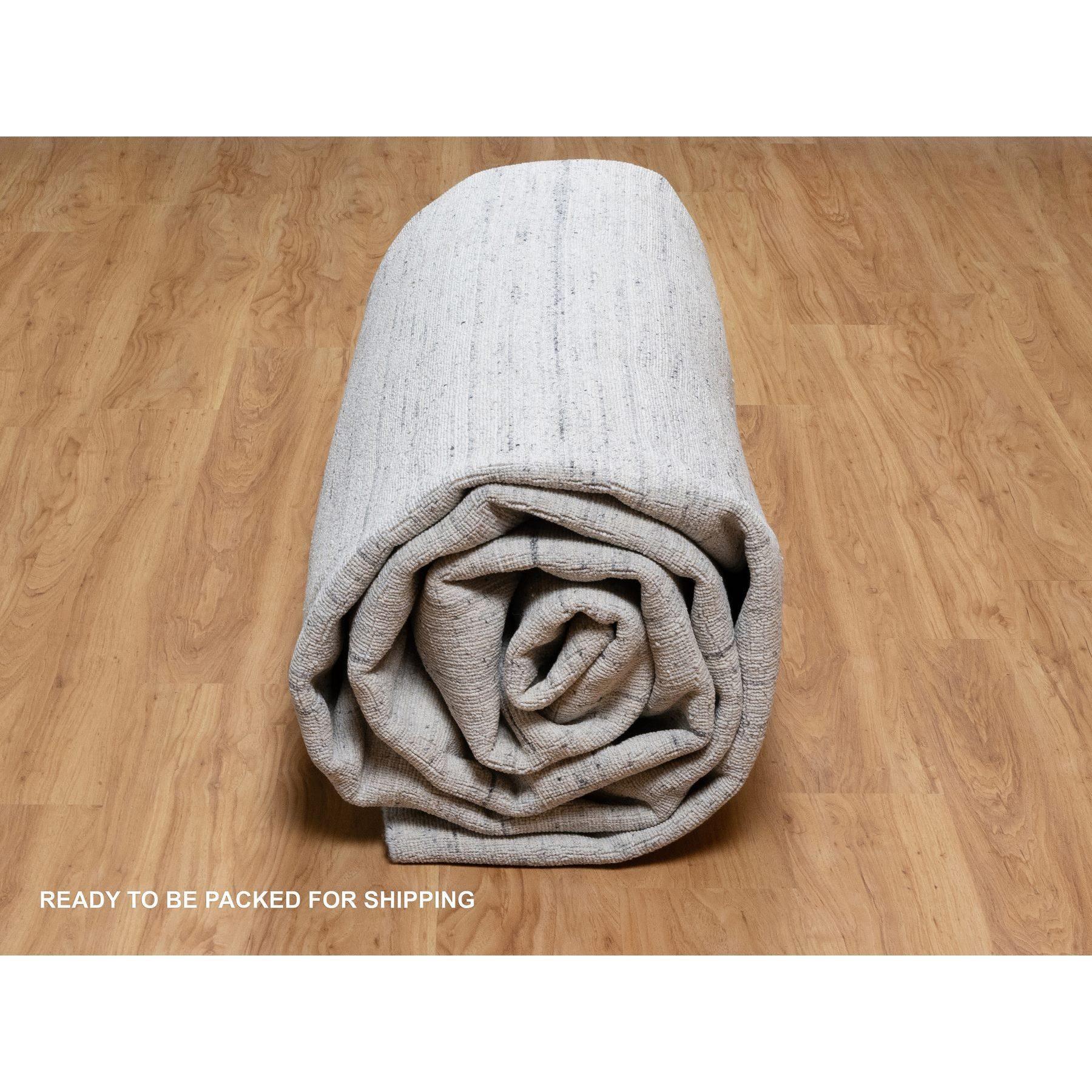 Grauer moderner Striae Design Tone on Tone Lush und Plüsch reiner Wollteppich 12' x 14'10