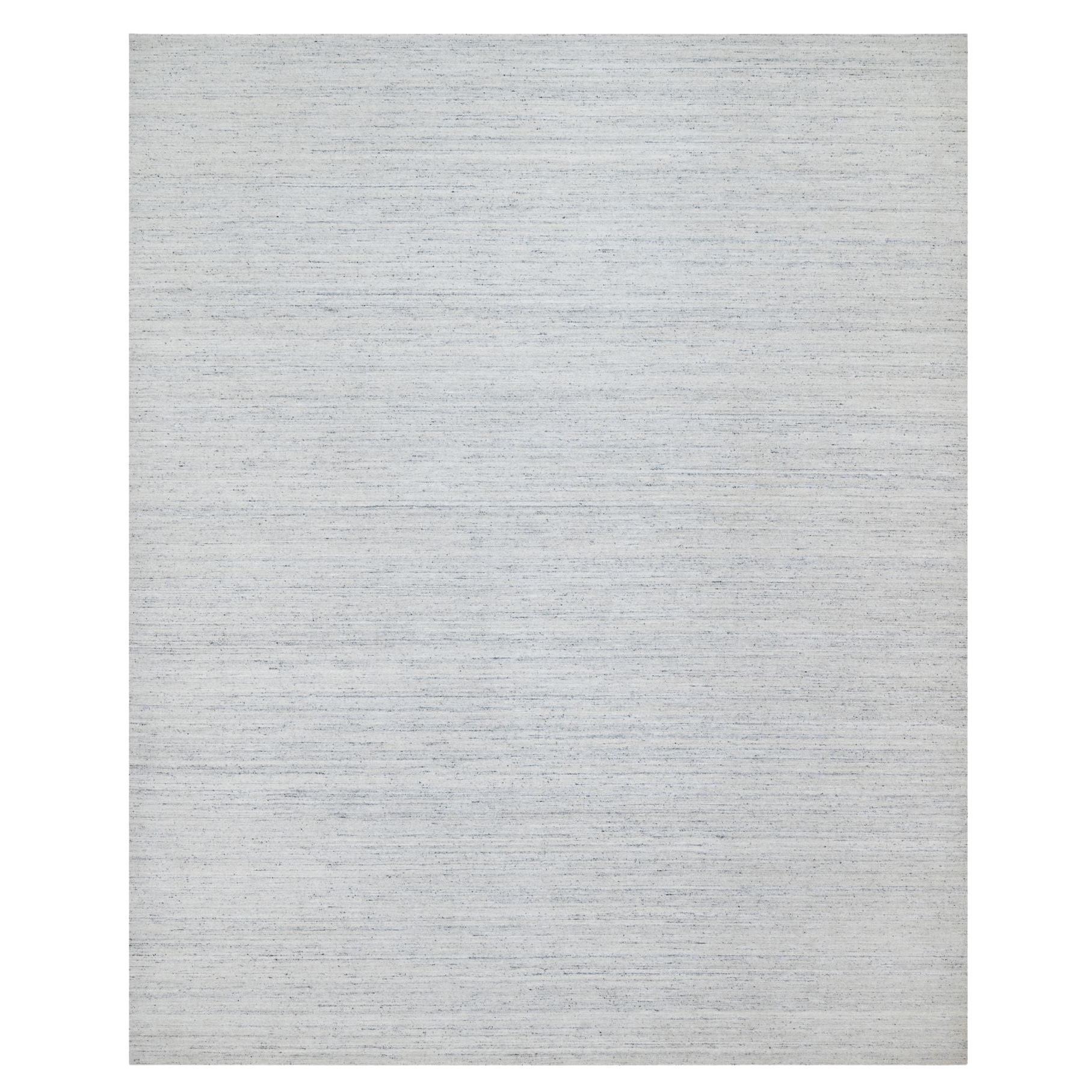 Grauer moderner Striae Design Tone on Tone Lush und Plüsch reiner Wollteppich 12' x 14'10"