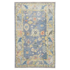 Tapis en laine gris moderne Sultanabad fait à la main, à motifs floraux, taille de chambre