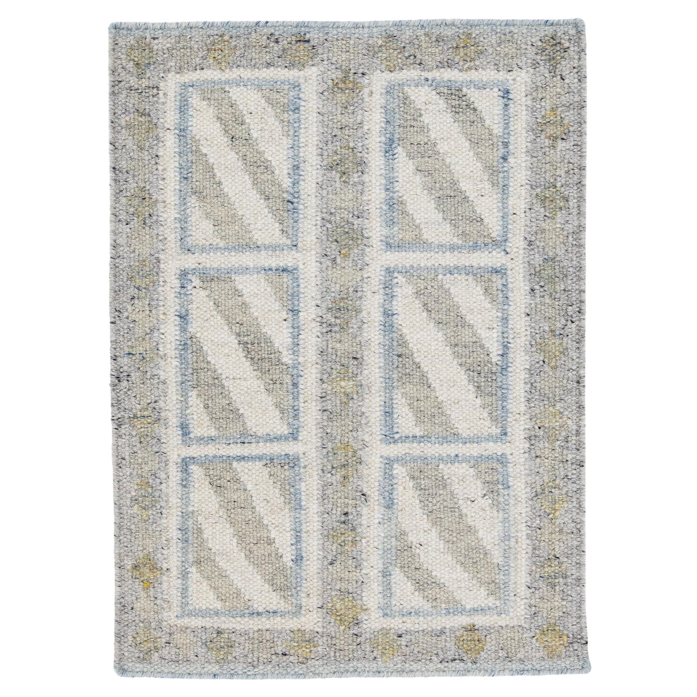 Gray Modern Swedish Style Handmade Custom Wool Rug