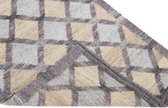Gray Modern Swedish Style Handmade Geometric Motif Long Wool Runner