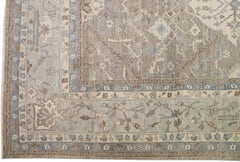 Tappeto di lana indiano Tabriz moderno e floreale fatto a mano di Apadana
