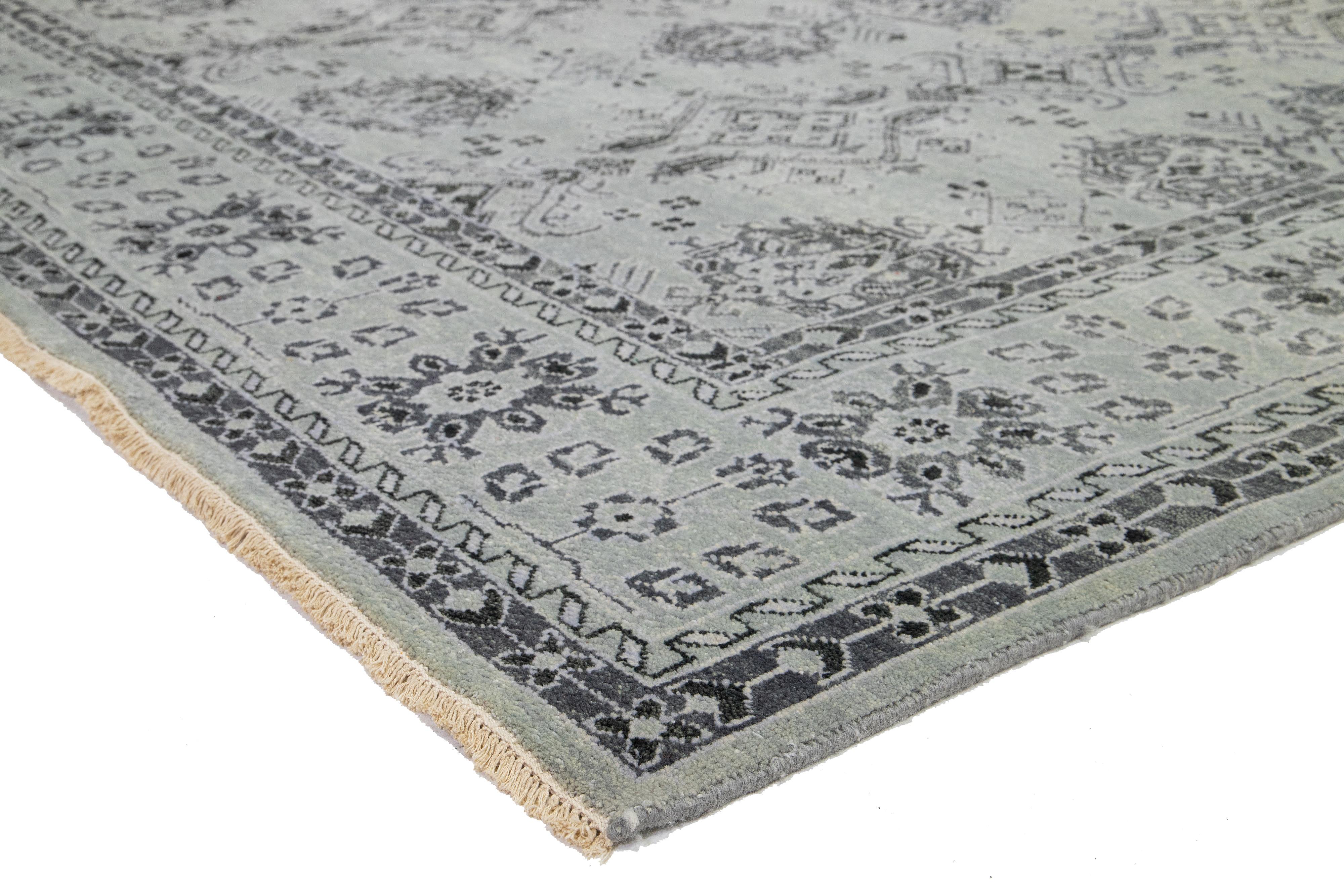 Tapis moderne de style Tabriz fait à la main avec motif sur toute la surface Neuf - En vente à Norwalk, CT