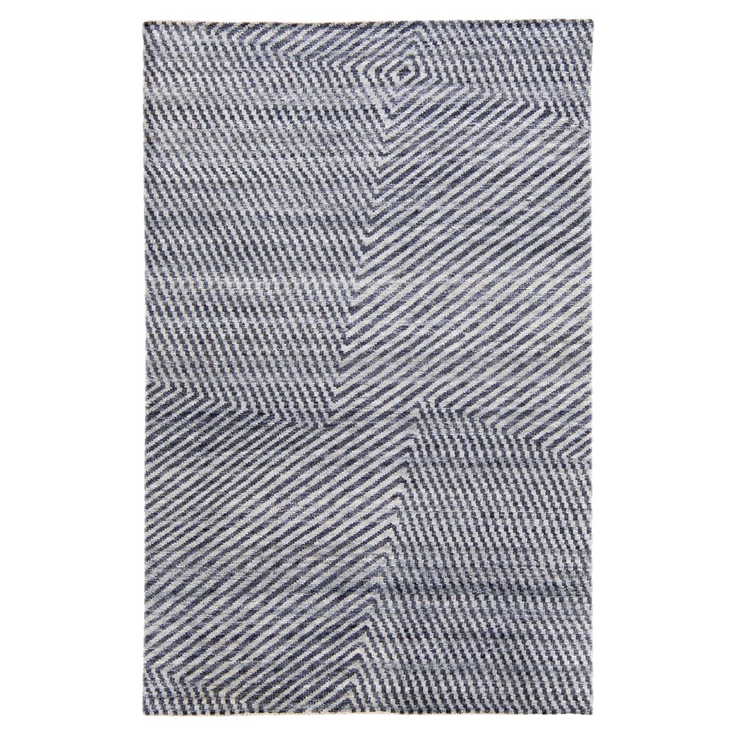 Gray Modern Vivien Handmade Abstract Motif Wool Rug For Sale at 1stDibs
