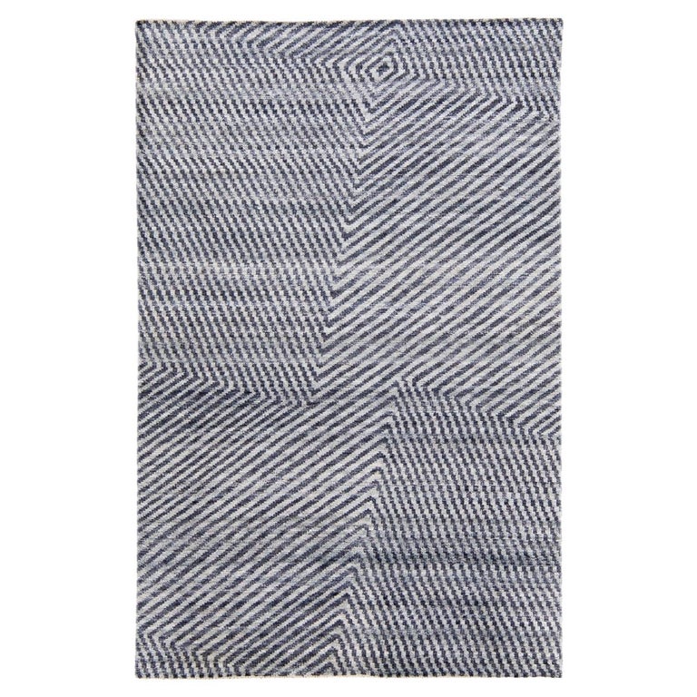 Gray Modern Vivien Handmade Seamless Abstract Pattern Wool Rug For Sale ...