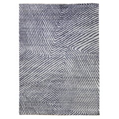 Tapis en laine gris moderne Vivien fait à la main, sans couture, à motif abstrait