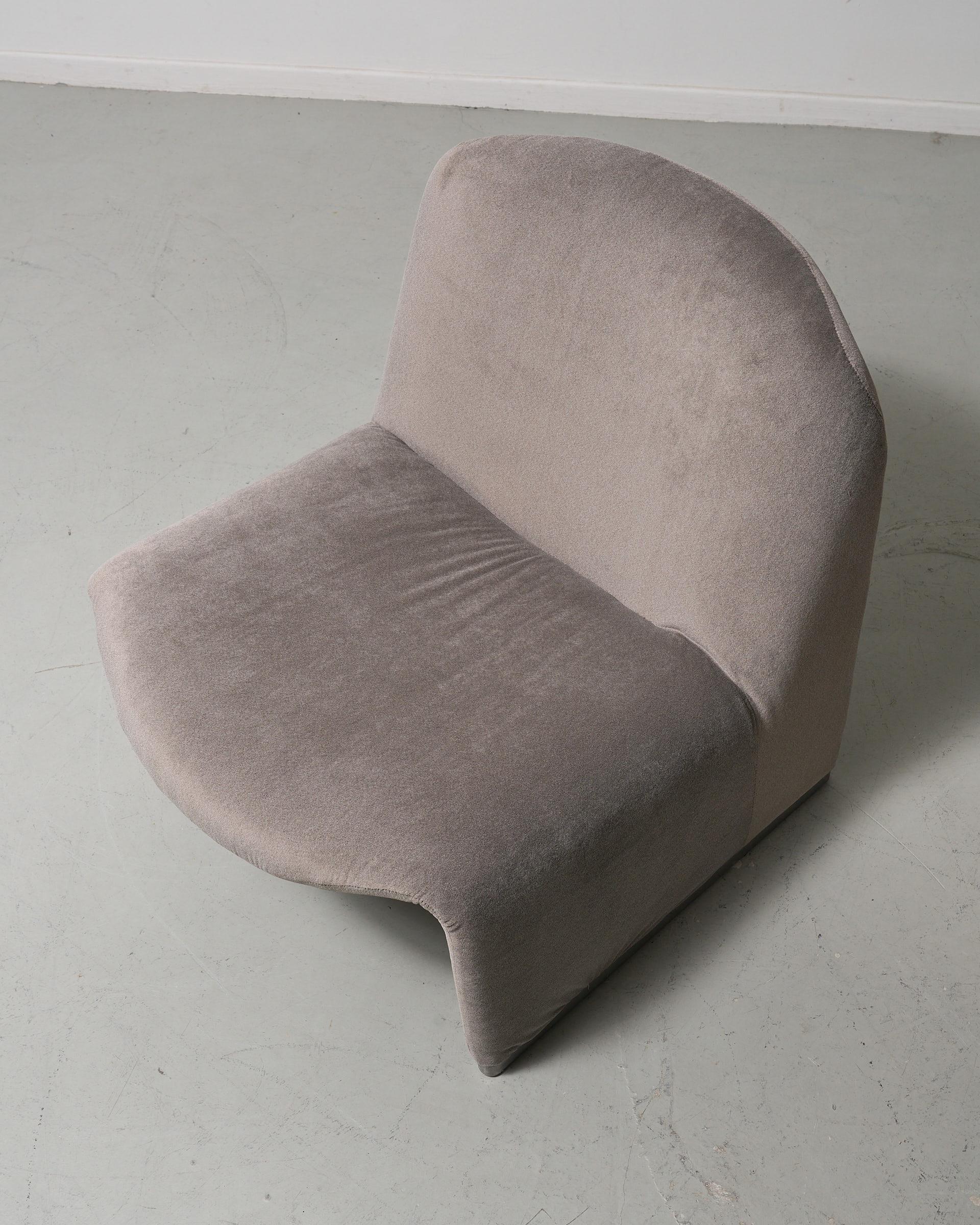 Metal Gray mohair velvet Alky chairs by Giancarlo Piretti for Anonima Castelli For Sale