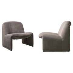 Gray mohair velvet Alky chairs by Giancarlo Piretti for Anonima Castelli