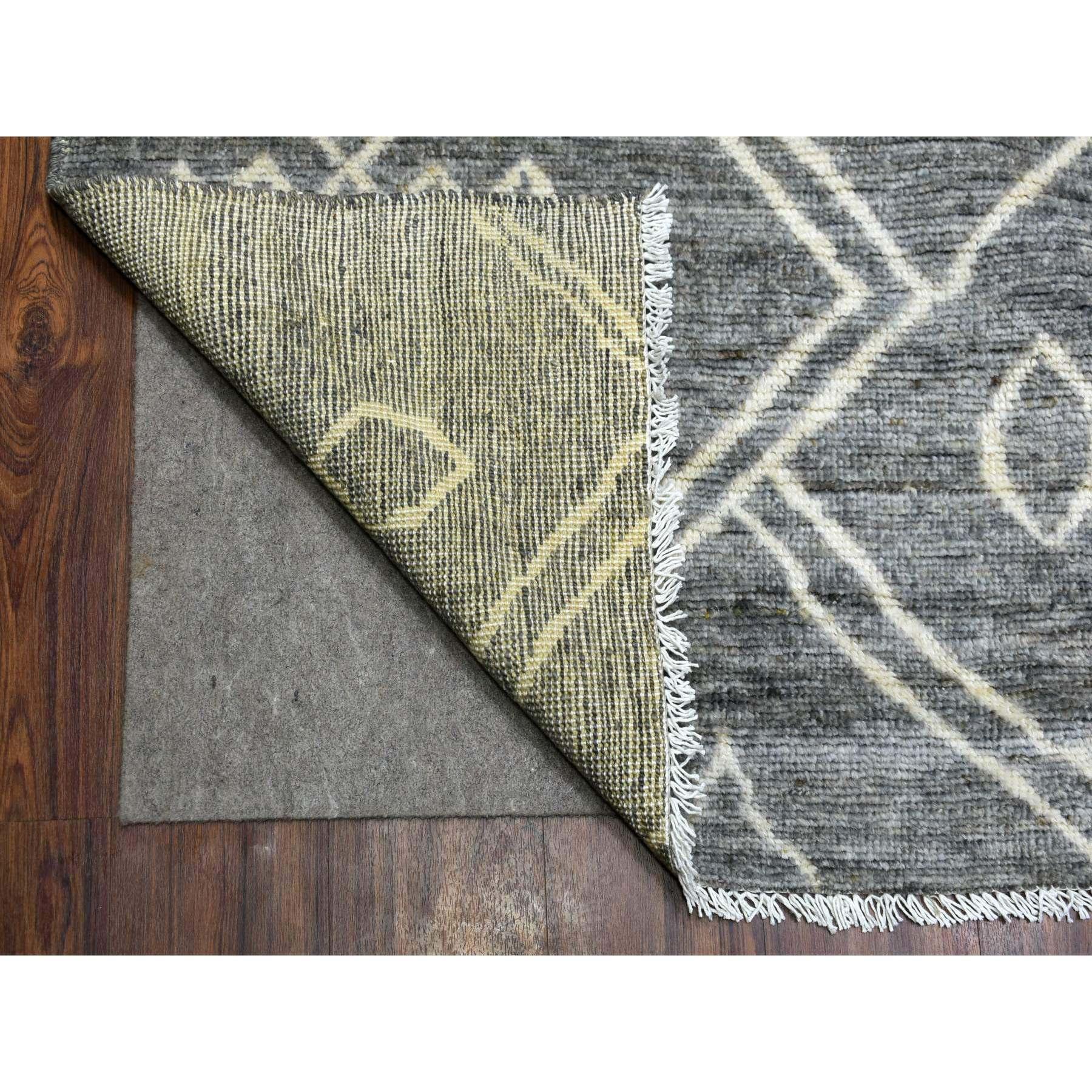 Hand-Knotted Gray Moroccan Berber Pure Wool Hand Knotted Oversized Oriental Rug 12'4