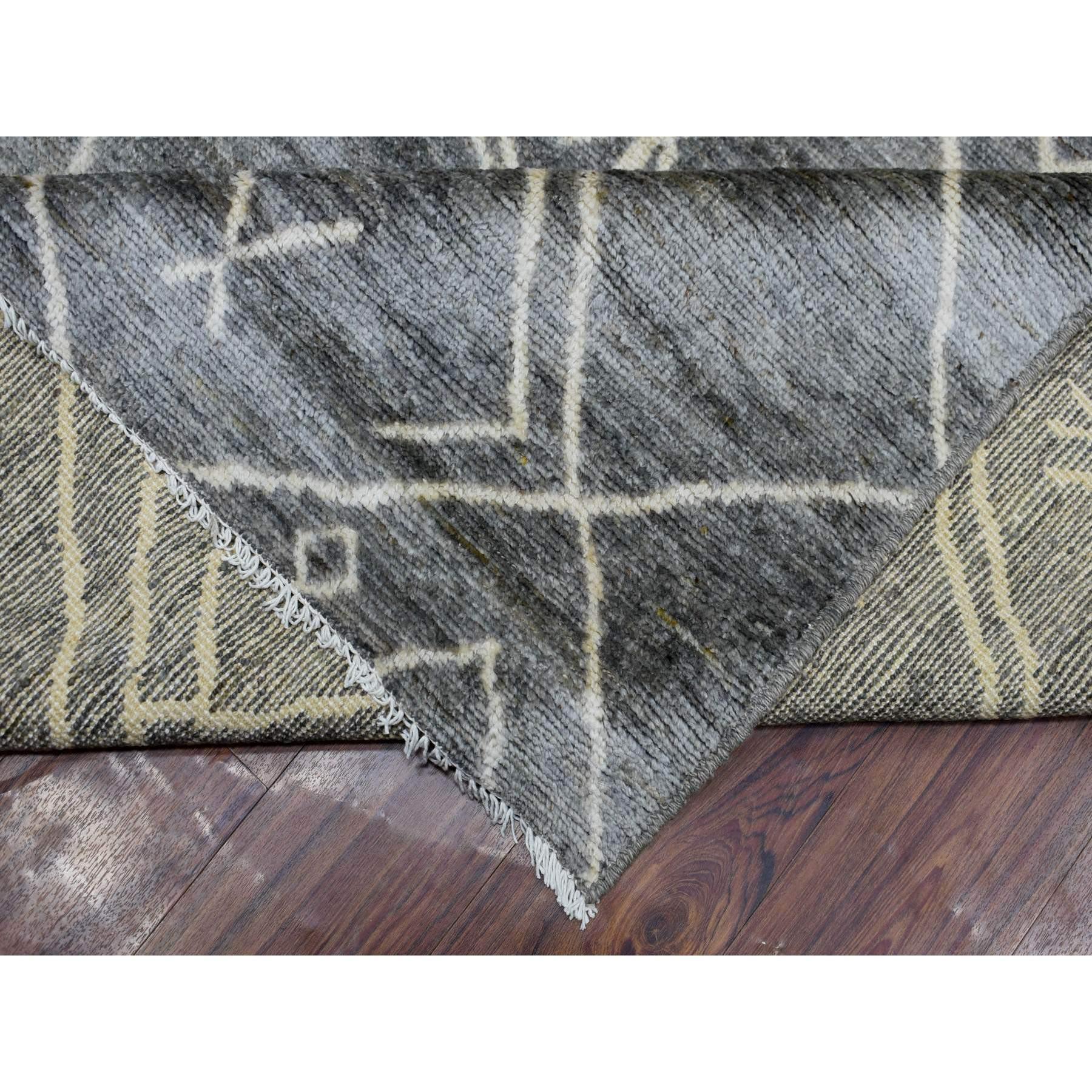 Contemporary Gray Moroccan Berber Pure Wool Hand Knotted Oversized Oriental Rug 12'4